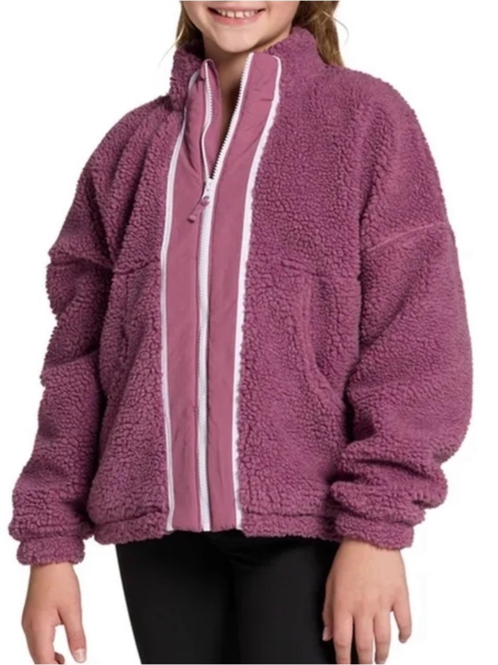 DSG Girls Cozy Fleece Full Zip Jacket - Rose Coffee - Sz M (10-12) NWT